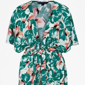 French Connection floral green beach cover